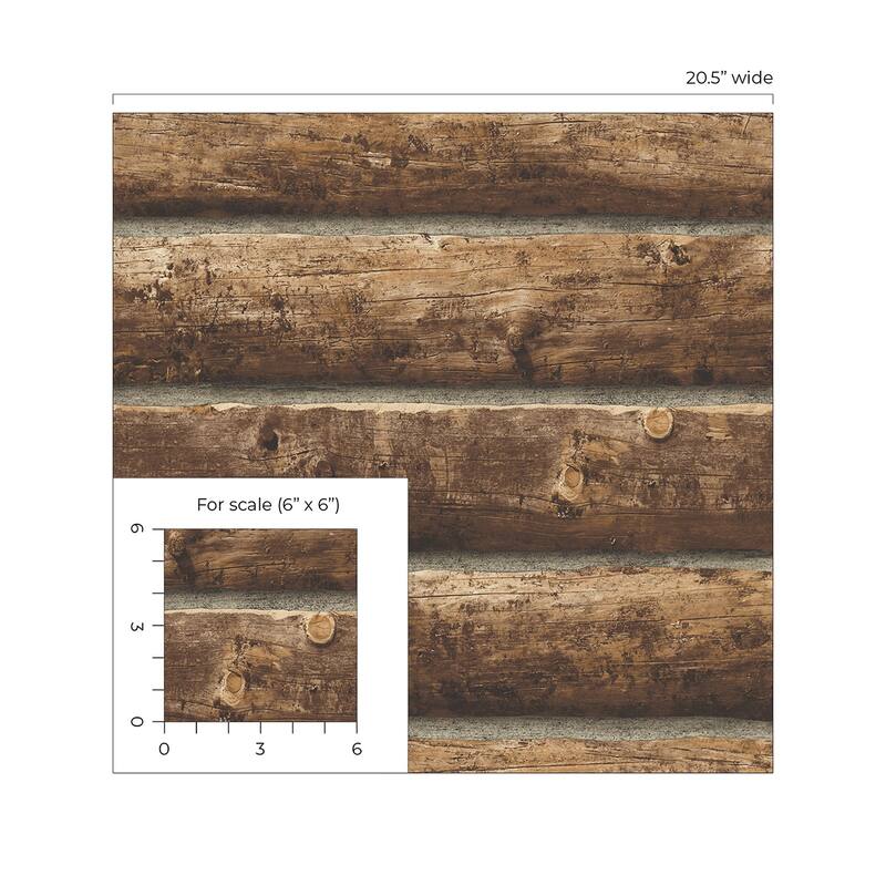 Seabrook Designs Log Cabin Prepasted Wallpaper - 20.5 in. W x 33 ft. L