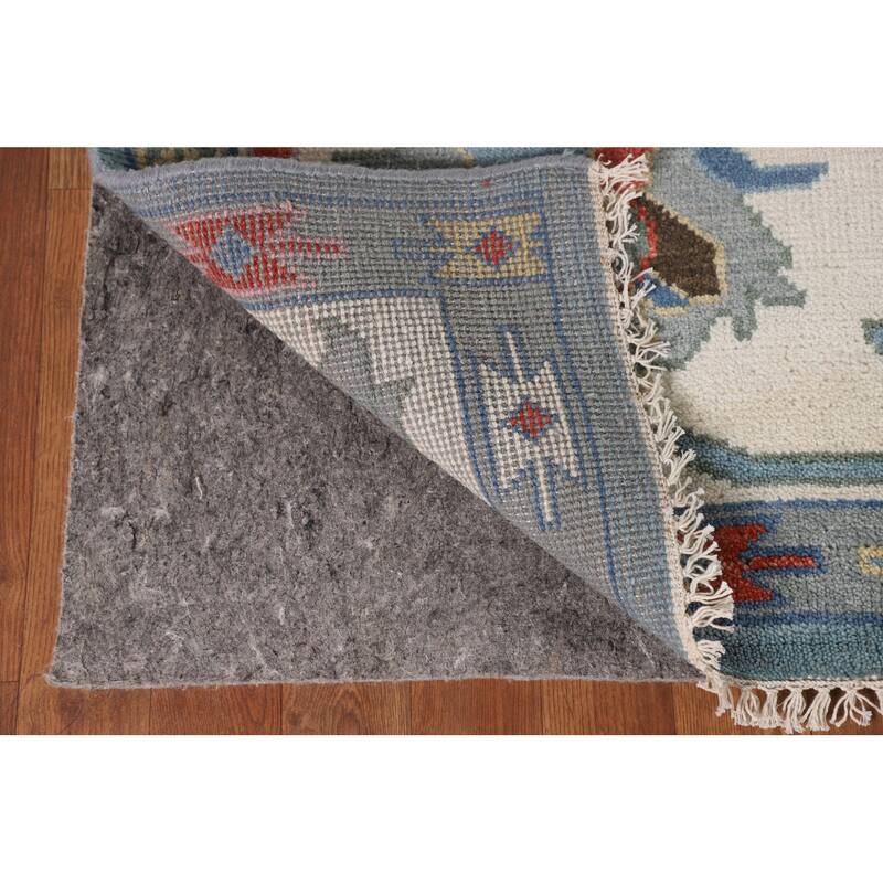 Light Blue Oushak Oriental Area Rug Hand-Knotted Wool Carpet - 9'1" x 11'10"