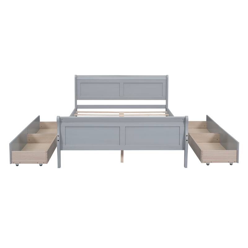 Platform Bed with 4 Drawers and Streamlined Headboard