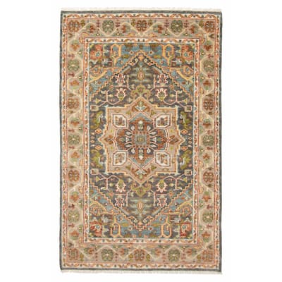 ECARPETGALLERY Hand-knotted Jules Serapi Dark Grey Wool Rug - 4'10 x 8'1