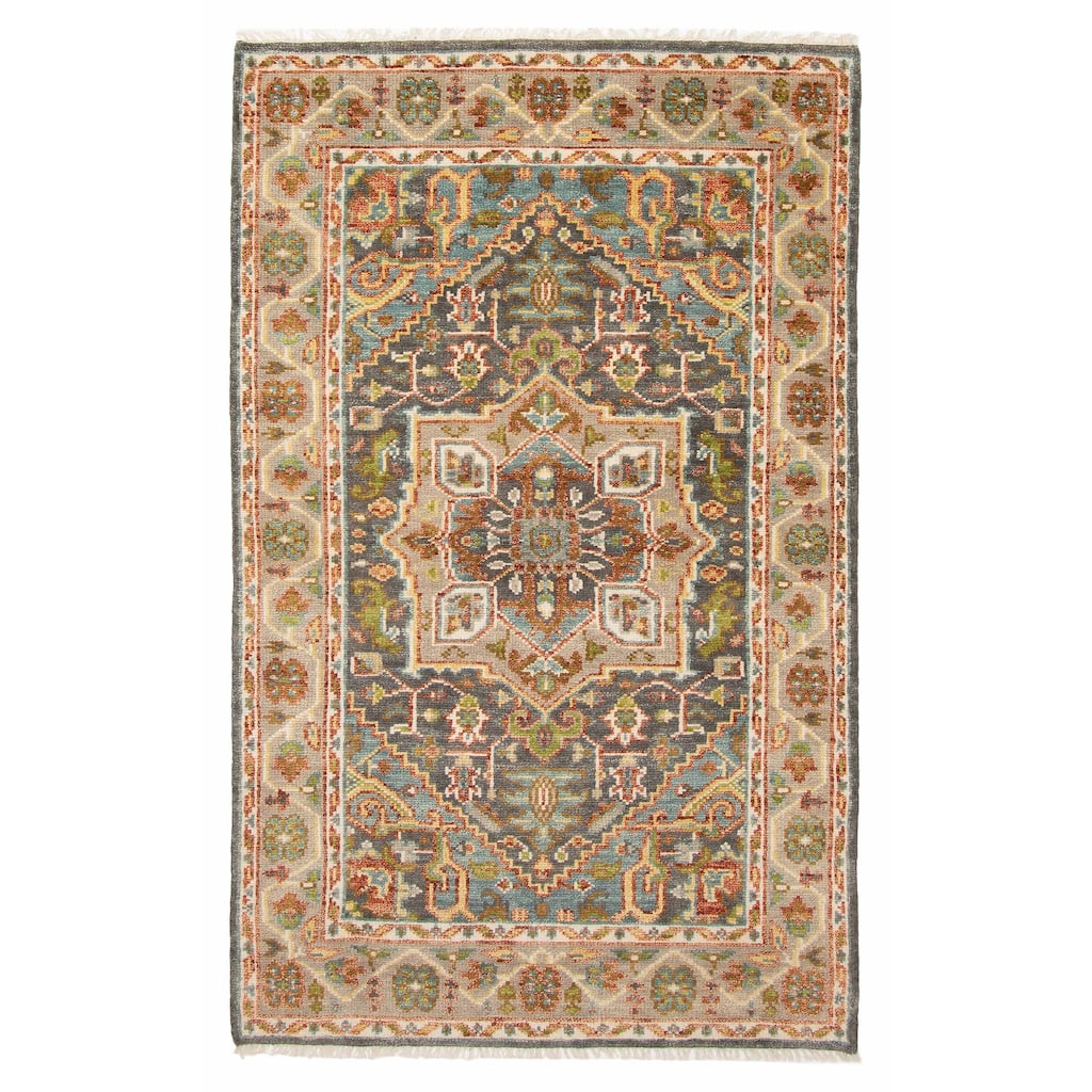 ECARPETGALLERY Hand-knotted Jules Serapi Dark Grey Wool Rug - 4'10 x 8'1