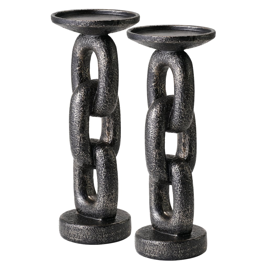 American Art Decor Linked Luminaires 2-Piece Table Top Candle Holders - 9" x 3.5"