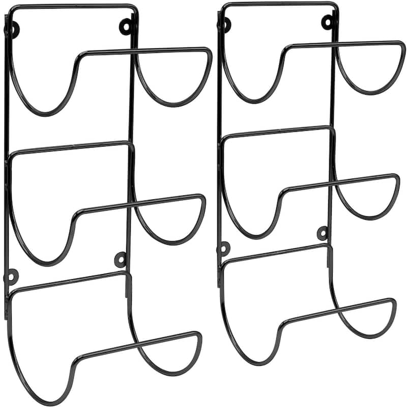 Towel Rack Holder Set - Wall Mounted Storage Organizer, 3-Level Set of 2 (Black)