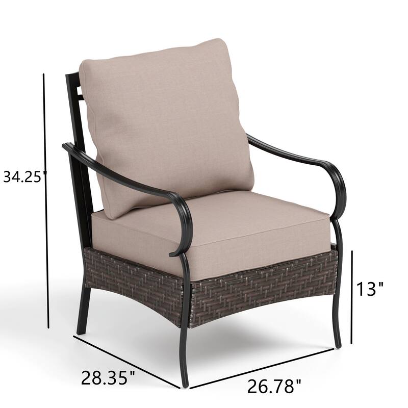 MAISON ARTS Patio Dining Swivel Chairs Set of 2/4 Framed E-Coating Steel and Rattan with Deep-seating and Back Cushions