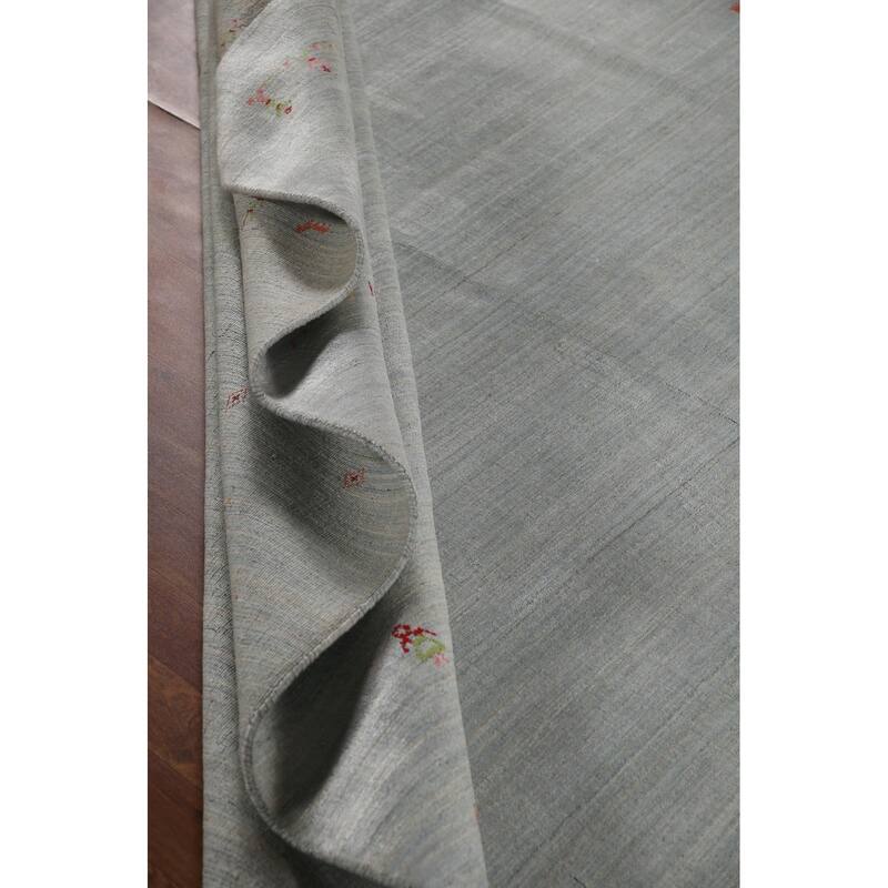 Grey Gabbeh Oriental Area Rug Hand-Knotted Wool Carpet - 8'0"x 9'10"
