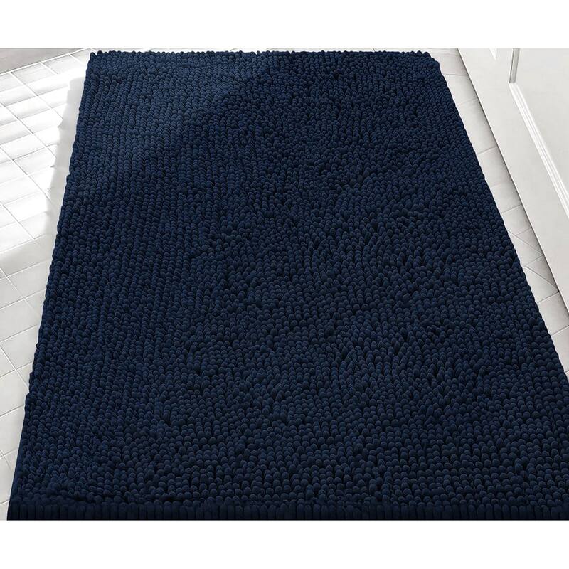 30"x20" - Navy Blue Soft Cozy Plush Chenille Bath Mat Bathroom Rug