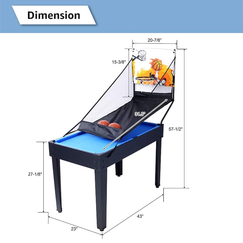 5-in-1 Multi-Game Table, 43" Sports Arcade Games with Accessories - 43"W