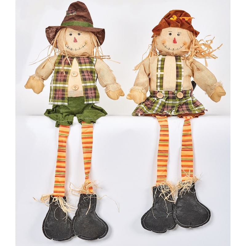 32" Scarecrow Sitter w/ Long Legs, Set of 2