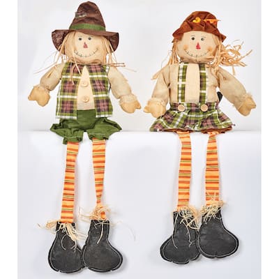 32" Scarecrow Sitter w/ Long Legs, Set of 2