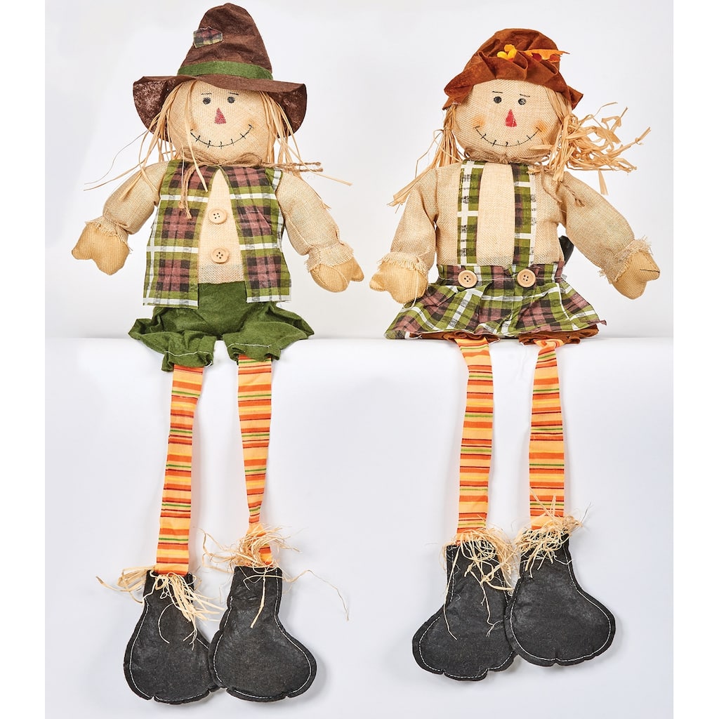 32" Scarecrow Sitter w/ Long Legs, Set of 2
