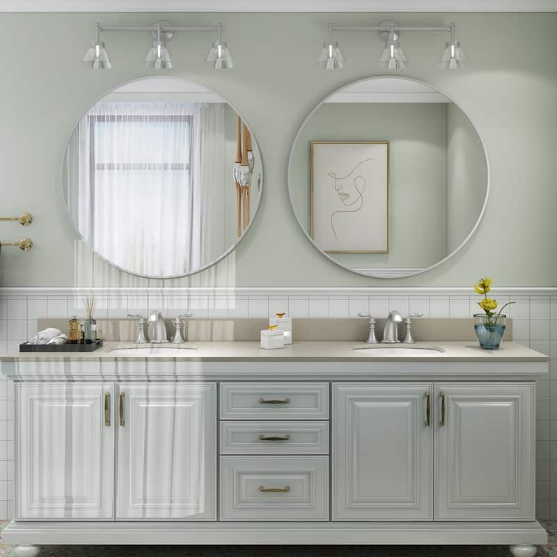 Round Wall Mirror Aluminum Alloy Framed Bathroom Vanity Mirror