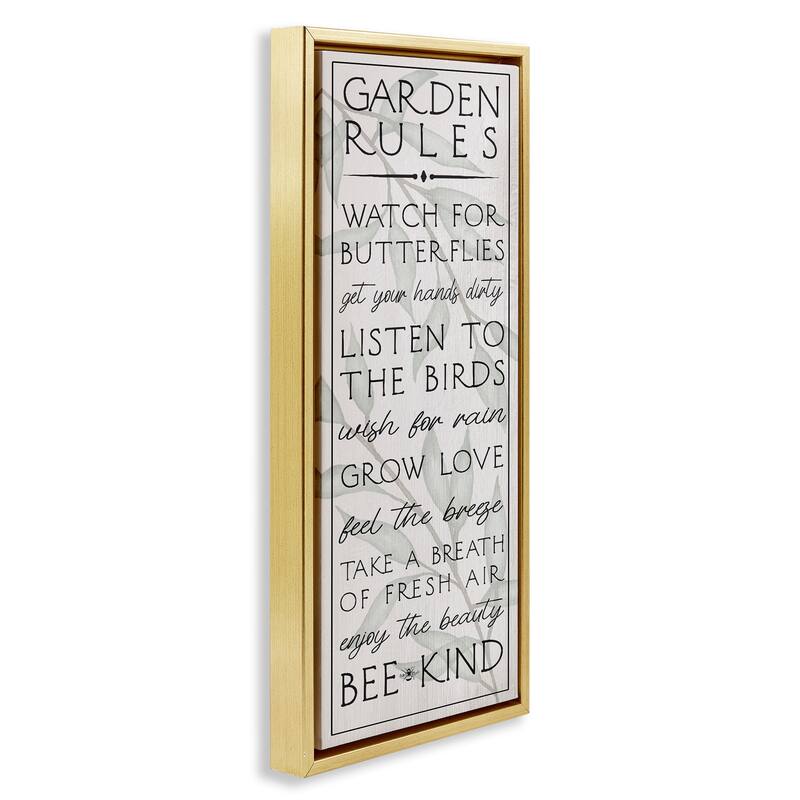 Stupell Uplifting Garden Rules Framed Floater Canvas Wall Art Design By Lil' Rue