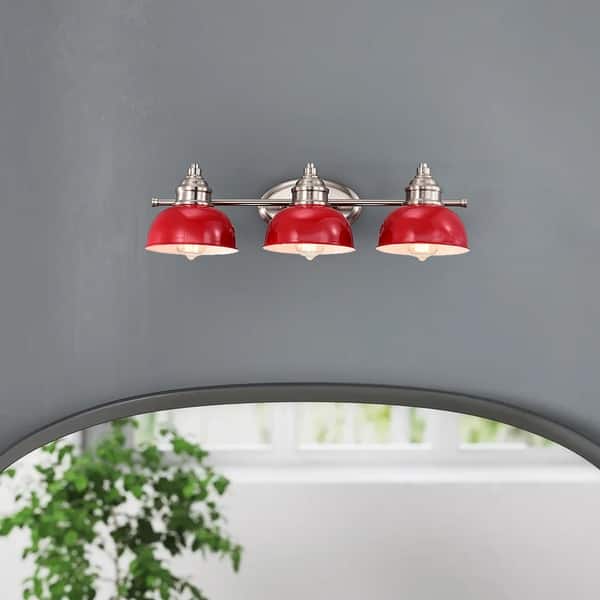 slide 2 of 8, Farmhouse 3-Light Dimmable Bathroom Vanity Light,Red - 7*26*10