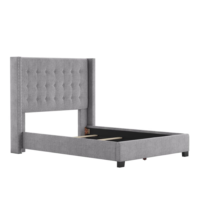 Melina Tufted Linen Wingback Platform Bed by iNSPIRE Q Bold