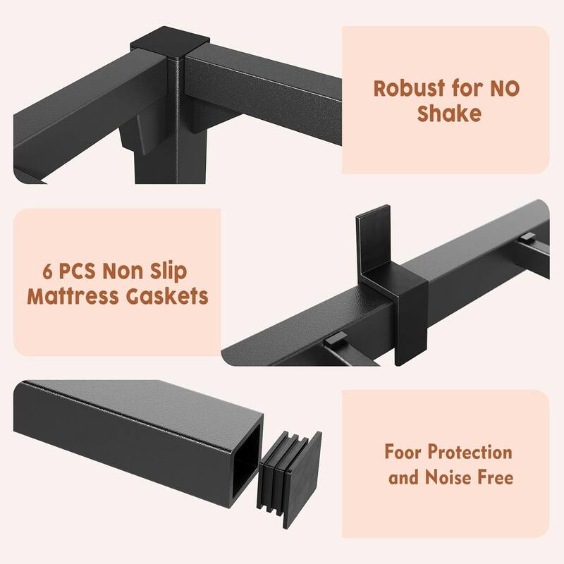 8 Inch Metal Platform Bed Frame Easy Assembly Bed Base for Bedroom and Home Use