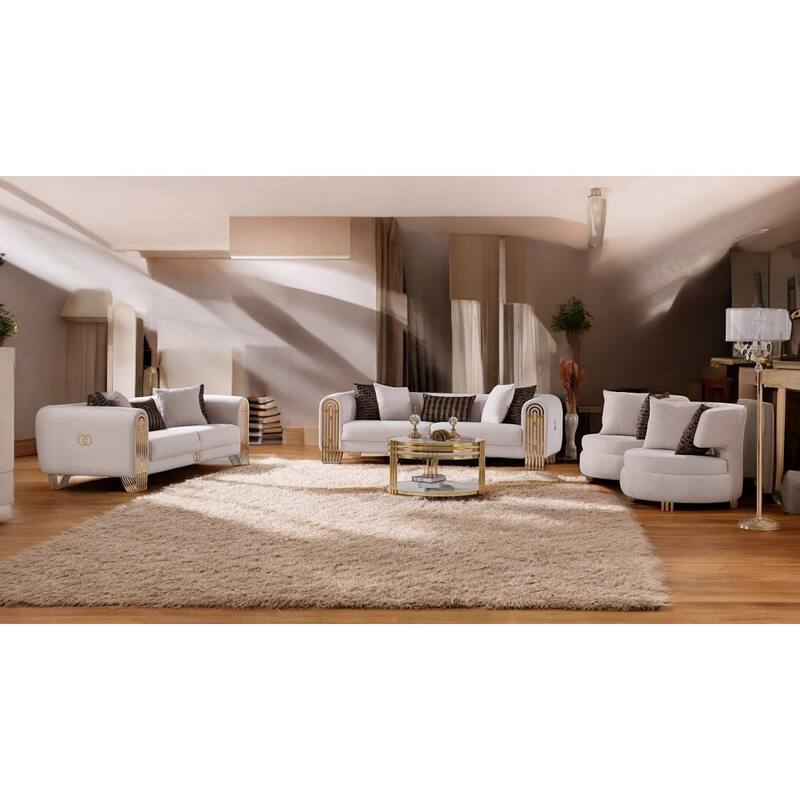 Melena 4 Pieces Living Room Sets 2 Sofa 2 Chair - Beige