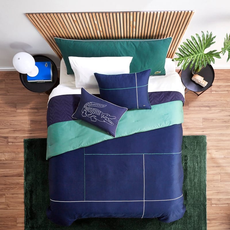 Lacoste Court Lines 100% Cotton Sateen Comforter Set - Twin - 2 Piece