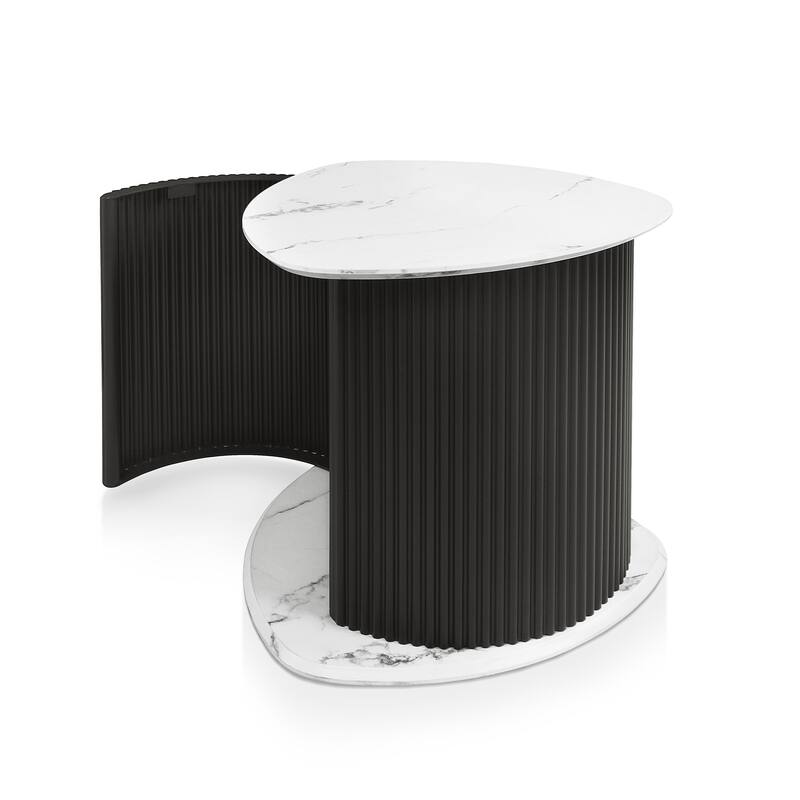 Furniture of America Astra Modern 2-Piece Black Triangle Storage Coffee Table Set