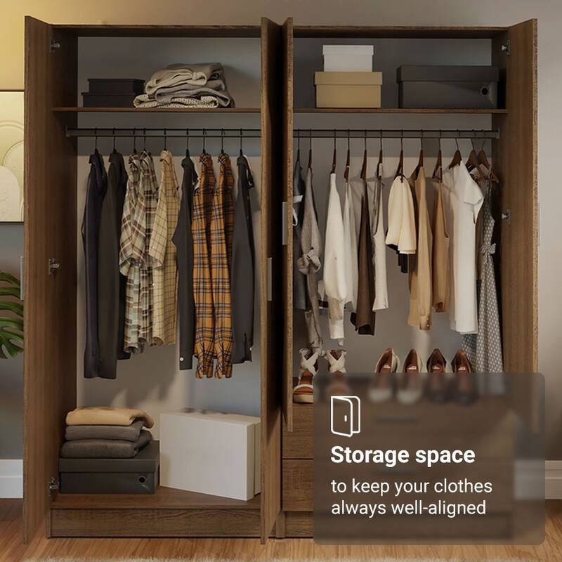 MADESA 4 Doors 2 Drawers Wardrobe Set