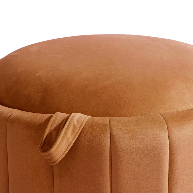29" Modern Velvet Round Storage Ottoman