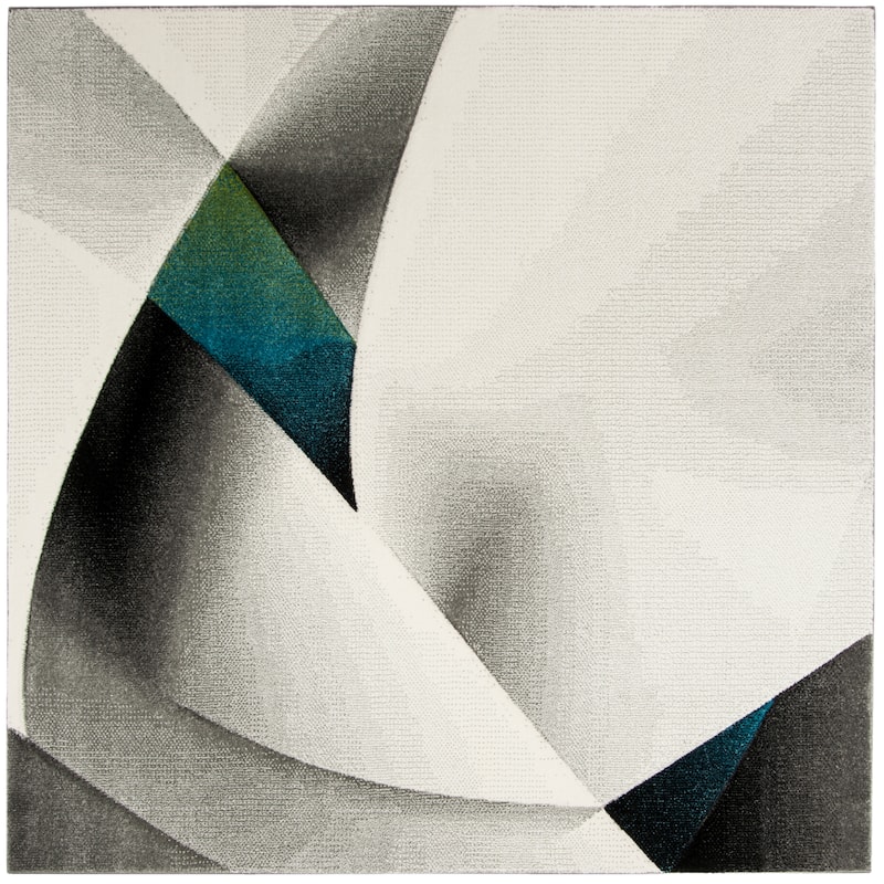 SAFAVIEH Hollywood Hrissonka Mid-Century Modern Abstract Rug - 5'3" Square - Grey/Teal