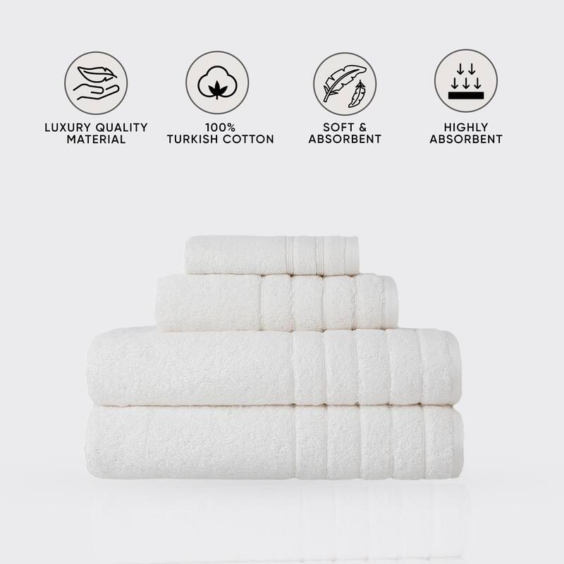 Classic Turkish Towels 4 Piece Cotton Towel Set, Absorbent Hotel & Spa