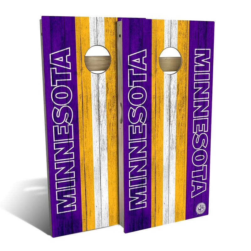 Minnesota Football Outdoor Cornhole Board Set - Backyard 2x4 - Include Case + Edge Lights