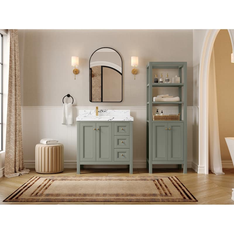 Willow Collections 36 in. W x 22 in. D Nashville Left Offset Sink Bathroom Vanity with Countertop
