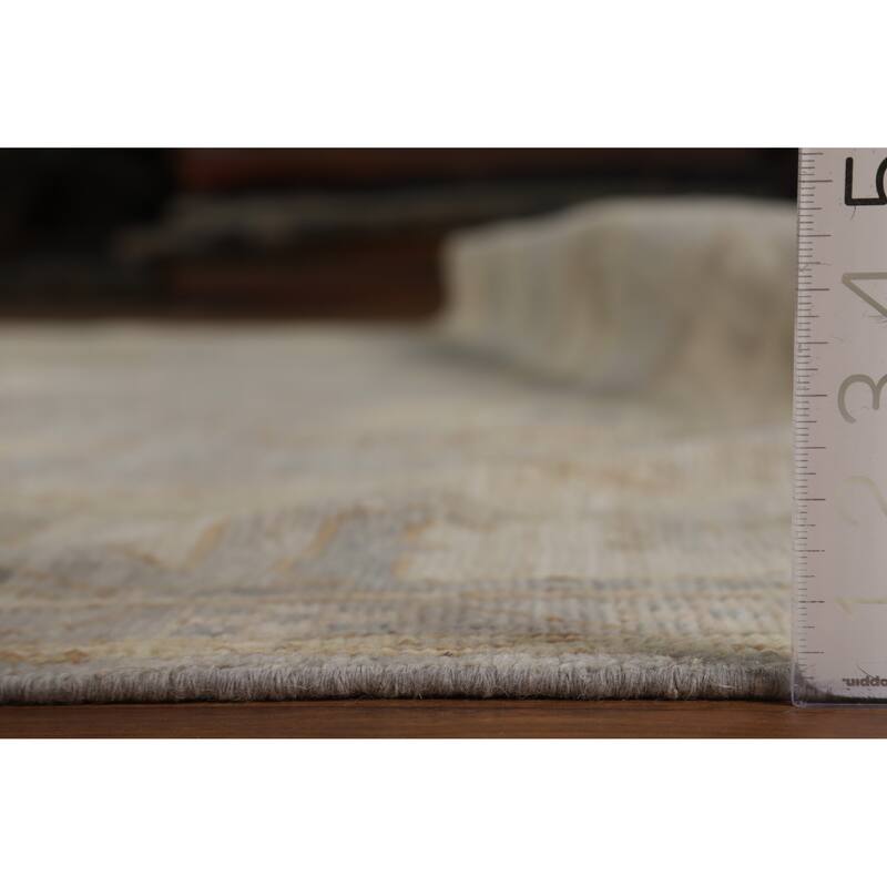 Hand Knotted Oriental 100% Wool Carpet Transitional All-Over Greys & Charcoal Oushak Area Rug - 12' 4'' X 9' 2''