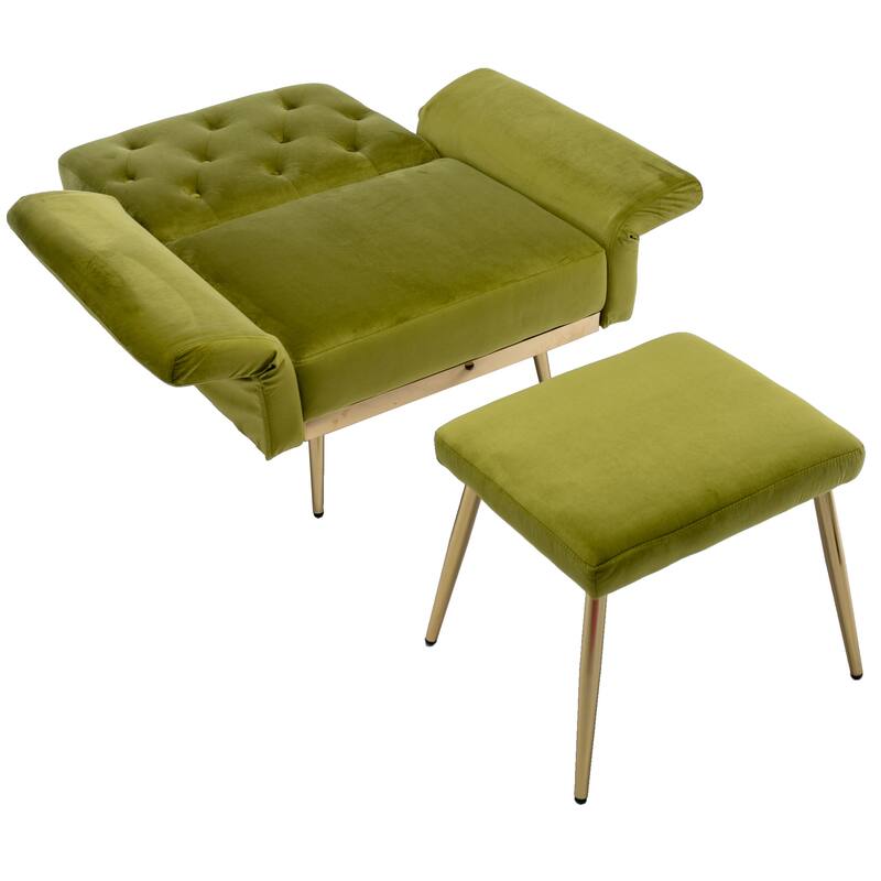 Olive Green 32.28" Tufted Accent Chair with Ottoman