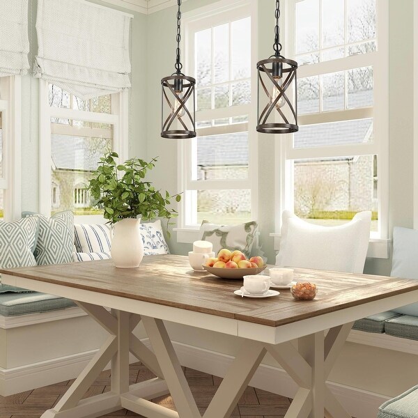 Zarbel Modern Farmhouse Woodgrain Pendant Lights Cylinder