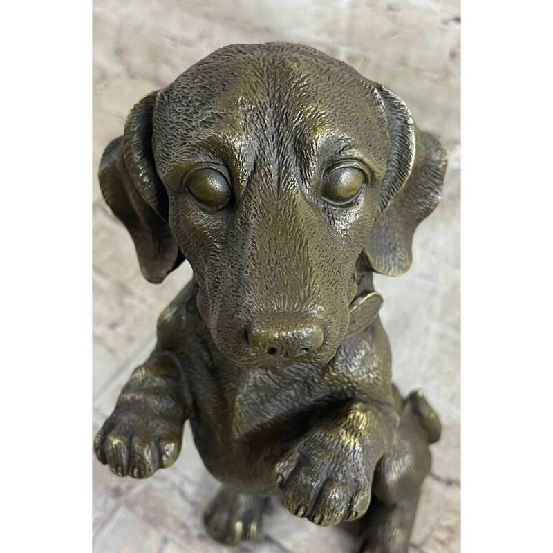 Hot Cast Bronze Puppy Dog Begging Signed Original Art Sculpture Statue Figure