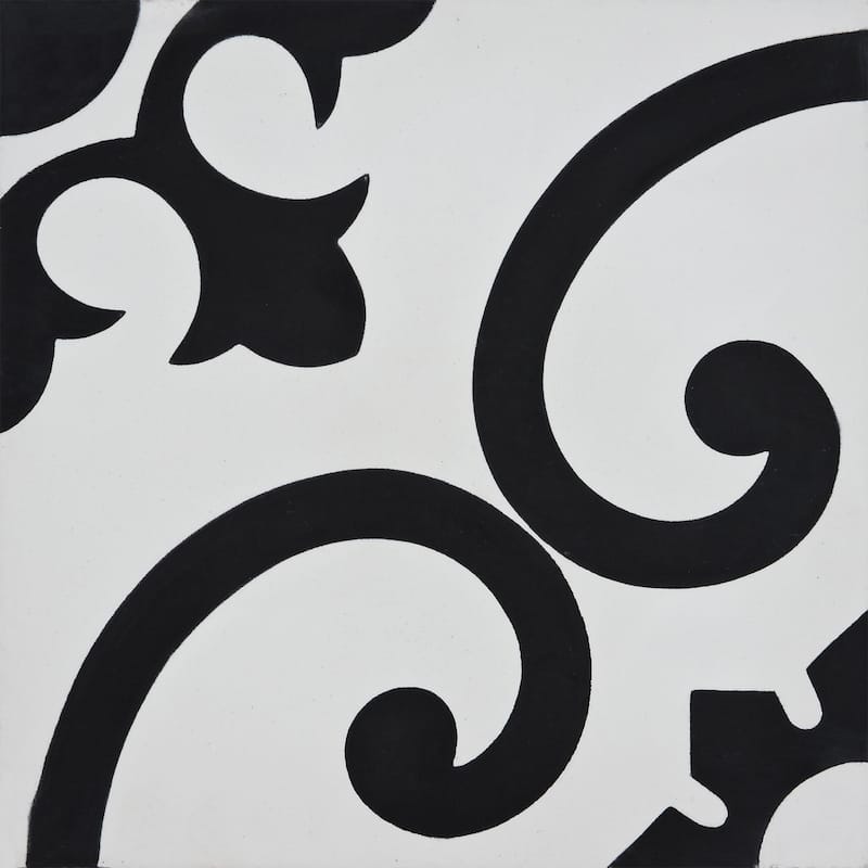 Handmade Orika in White and Black Tile, Pack of 12 (Morocco)