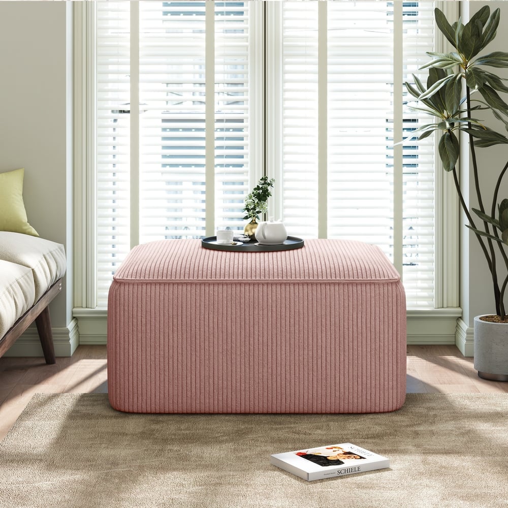 Roomfitters Square Upholstered Ottoman Coffee Table with Modern Low Profile Design