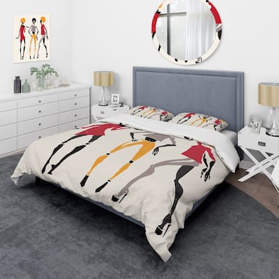 Designart 'African American Women Silhouettes I' Modern Duvet Cover Set