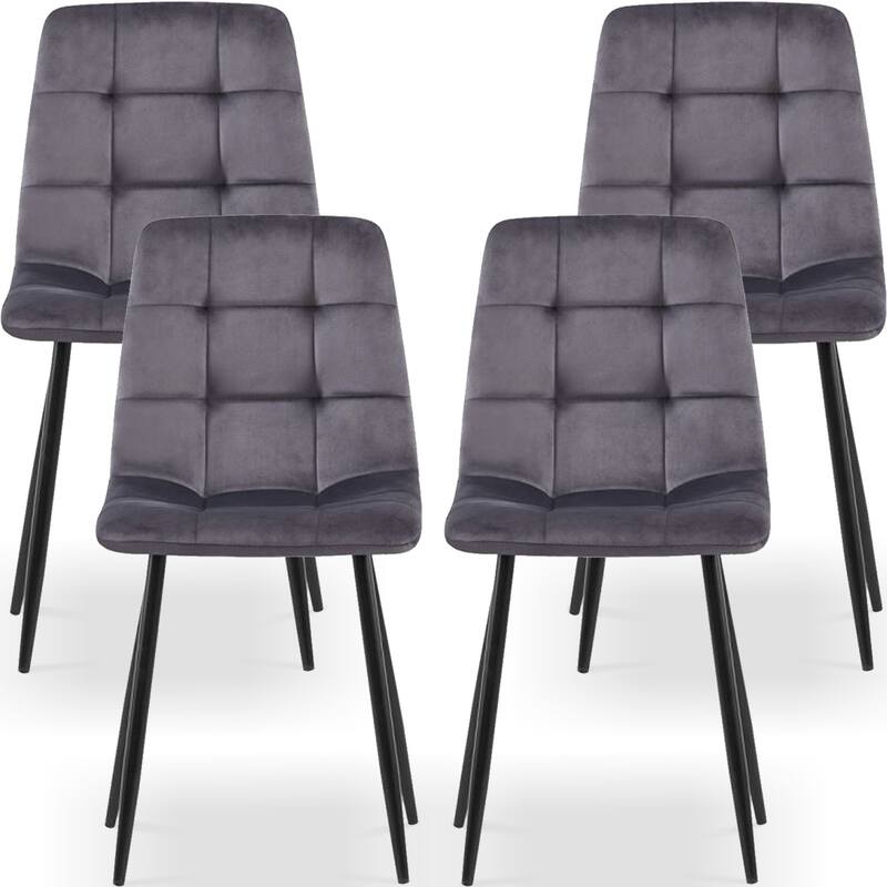 Mid Century Velvet Dining Chairs Set Of 4 for Kitchen Living Room Dining Chair - Grey
