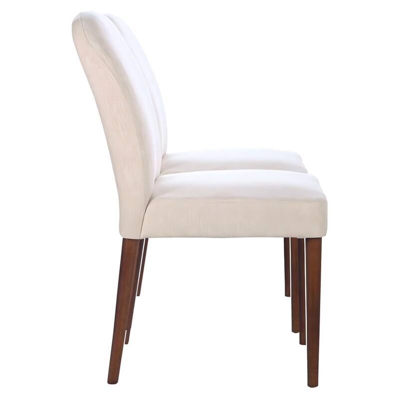 GDFStudio - Capri Modern Fabric Dining Chair with Solid Wood Frame & Linen Blend Upholstered Padded Seat, Set of 2 - 24.6"