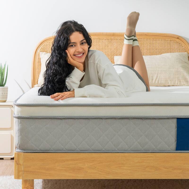 14 Inch Breathable Cool Cover Memory Foam Individual Pocket Spring Hybrid Mattress