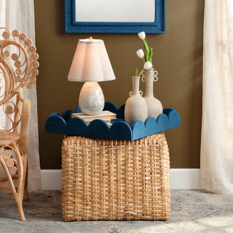 Jamie Young Hand-woven Natural Rattan Large Ottoman