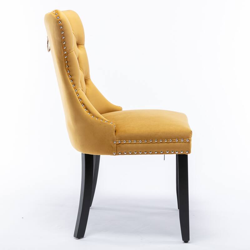 Set of 2 Modern High-End Tufted Solid Wood Upholstered Dining Chair with Nailhead Trim