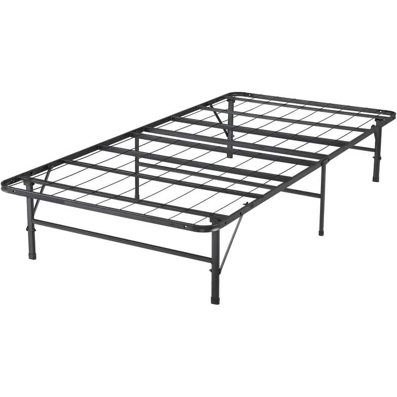 Heavy Duty Foldable Bed Frame with Steel Metal Slats Mattress Foundation - Black,Full