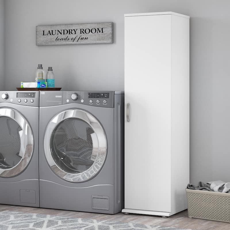 Universal Narrow Linen Tower with Door by Bush Business Furniture - White
