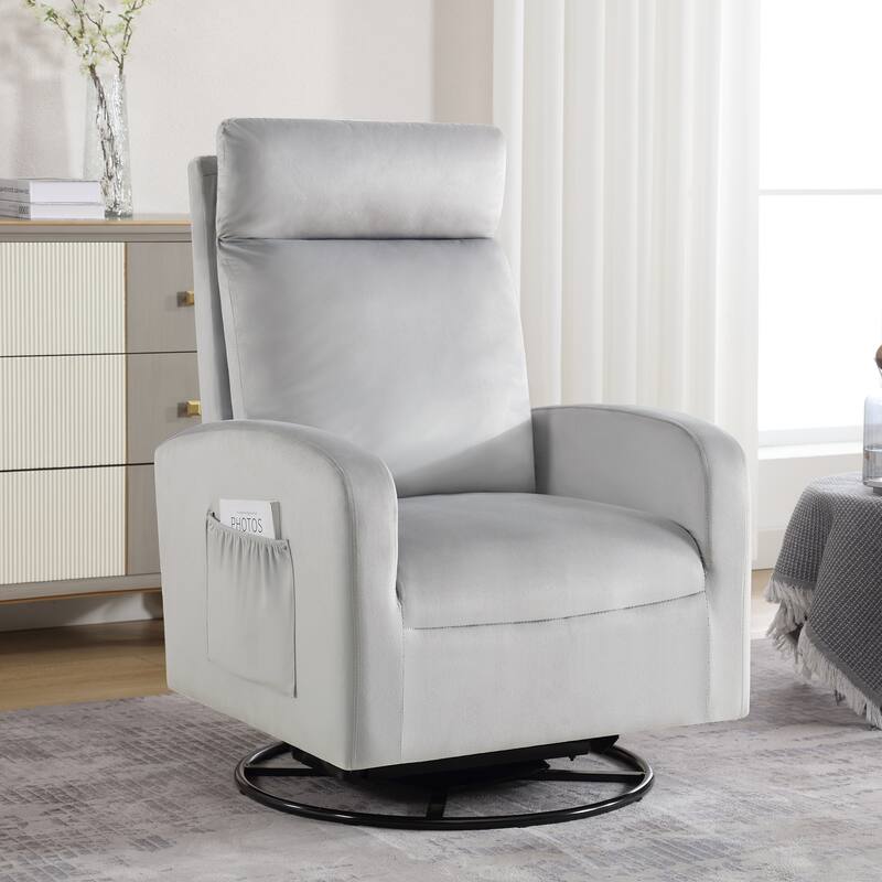 HOMYKA Swivel Glider Rocker Accent Chair for Nursery with Side Pocket