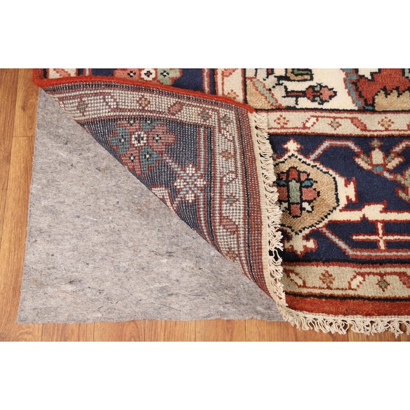 Orange Heriz Serapi Indian Area Rug Handmade Wool Carpet - 7'11"x 9'9"
