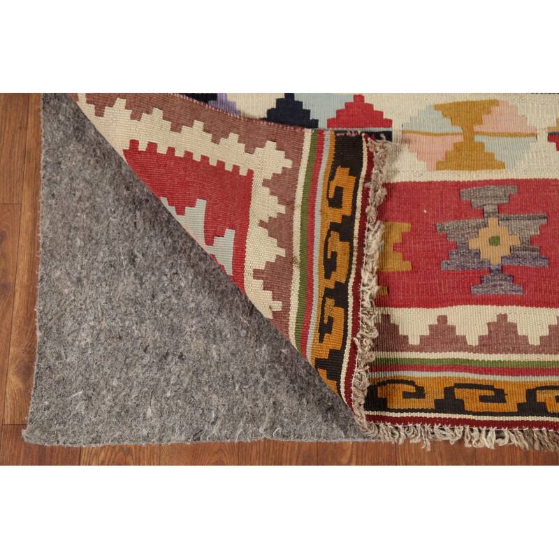Kilim Qashqai Persian Vintage Rug Handmade Beige Wool Carpet - 4'7"x 7'4"