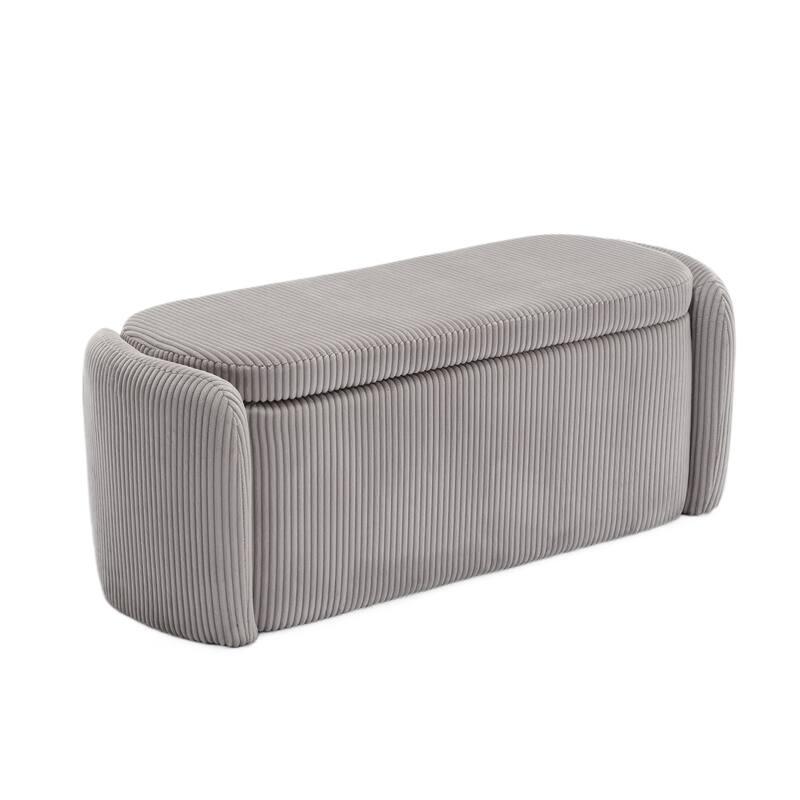 Entryway Upholstered Fabric Storage Ottoman