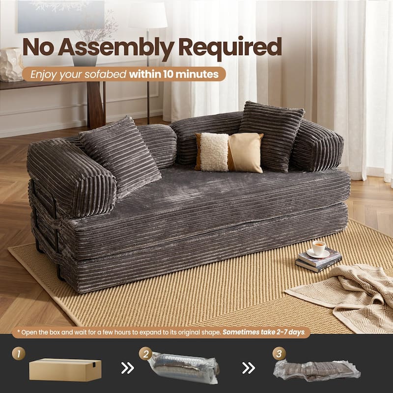 OVIOS Supreme Soft Fluffy Loveseat Sleeper Sofa