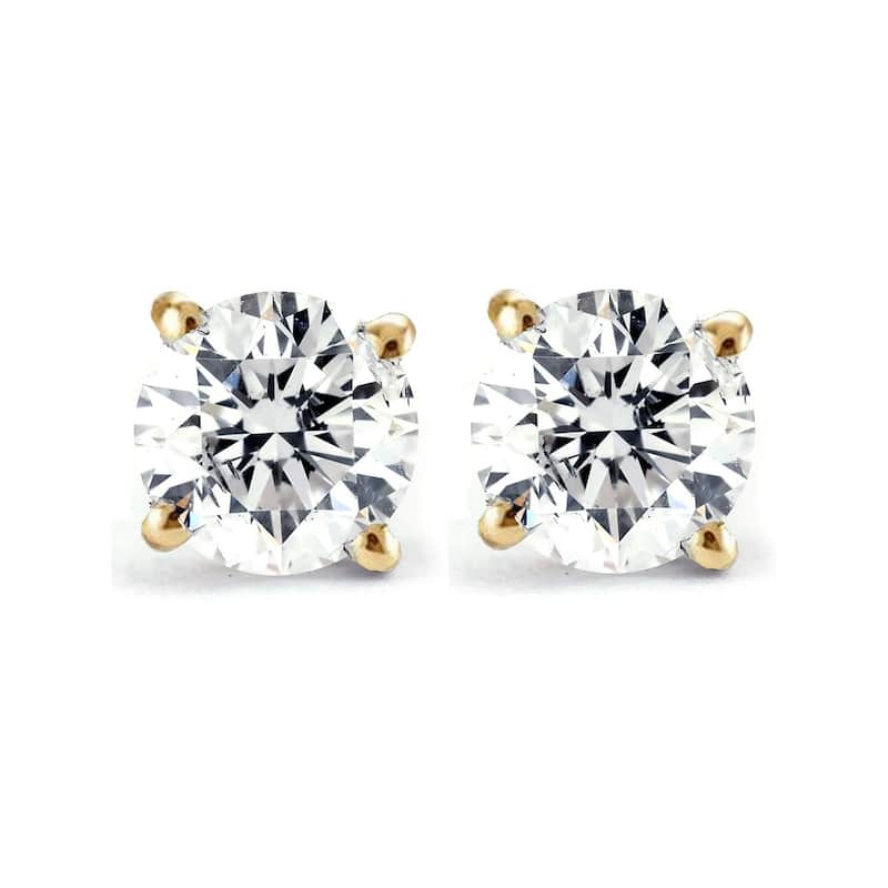 Bliss Diamond 1/3 Ct TDW Diamond Studs Available in White or Yellow Gold - Yellow