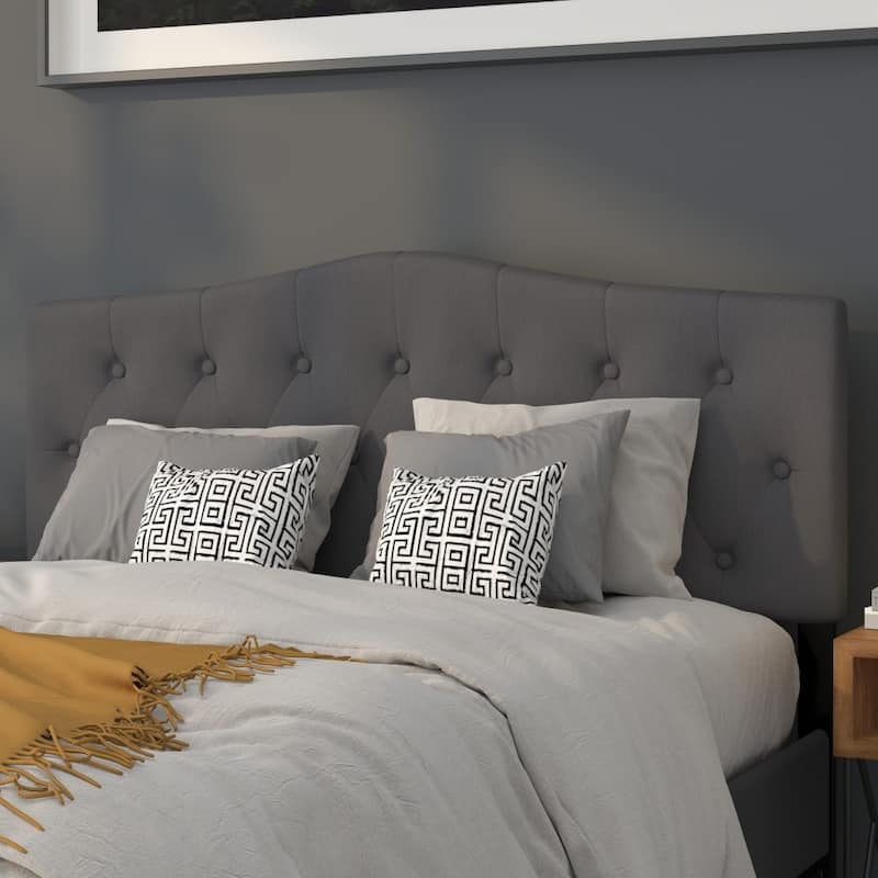Arched Button Tufted Upholstered Headboard - Dark Gray - Queen