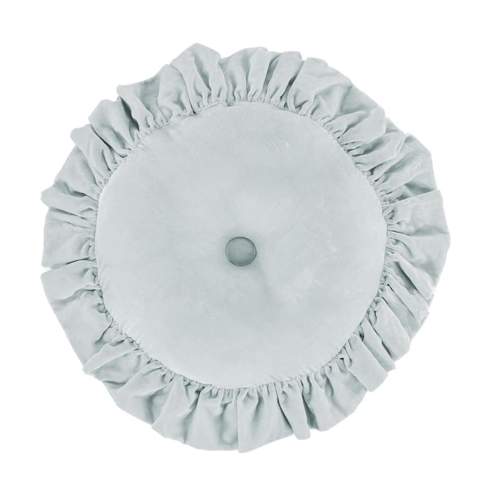HiEnd Accents Stella Faux Silk Velvet Ruffled Round Pillow, 18"